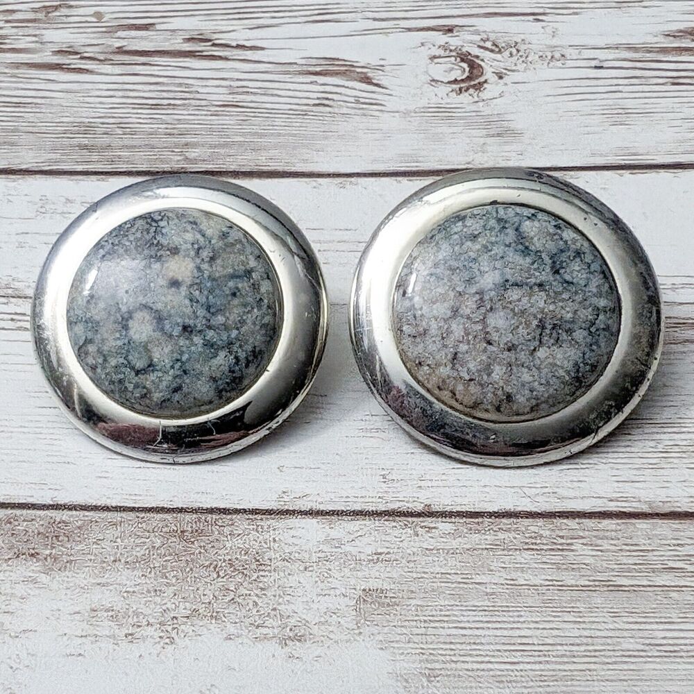 Vintage Clip On Earrings - Unusual Pattern with Halo Just Over 1 & 3/8"